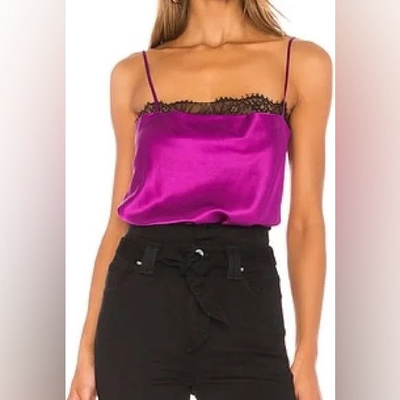 Cami NYC purple magenta Romy silk sleeveless lace blouse bodysuit size Small - Picture 1 of 8